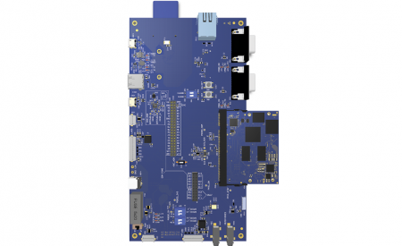 Вид отладочной платы SPUA-SOM-MX8M-DUALX, SPUA-SOM-MX8M-MINI с SOM модулем